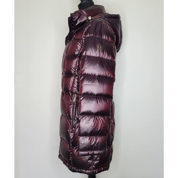 CALVIN KLEIN Double Zip Hooded Premium Down Packable Puffer Coat Women's sz M - Picture 4 of 16